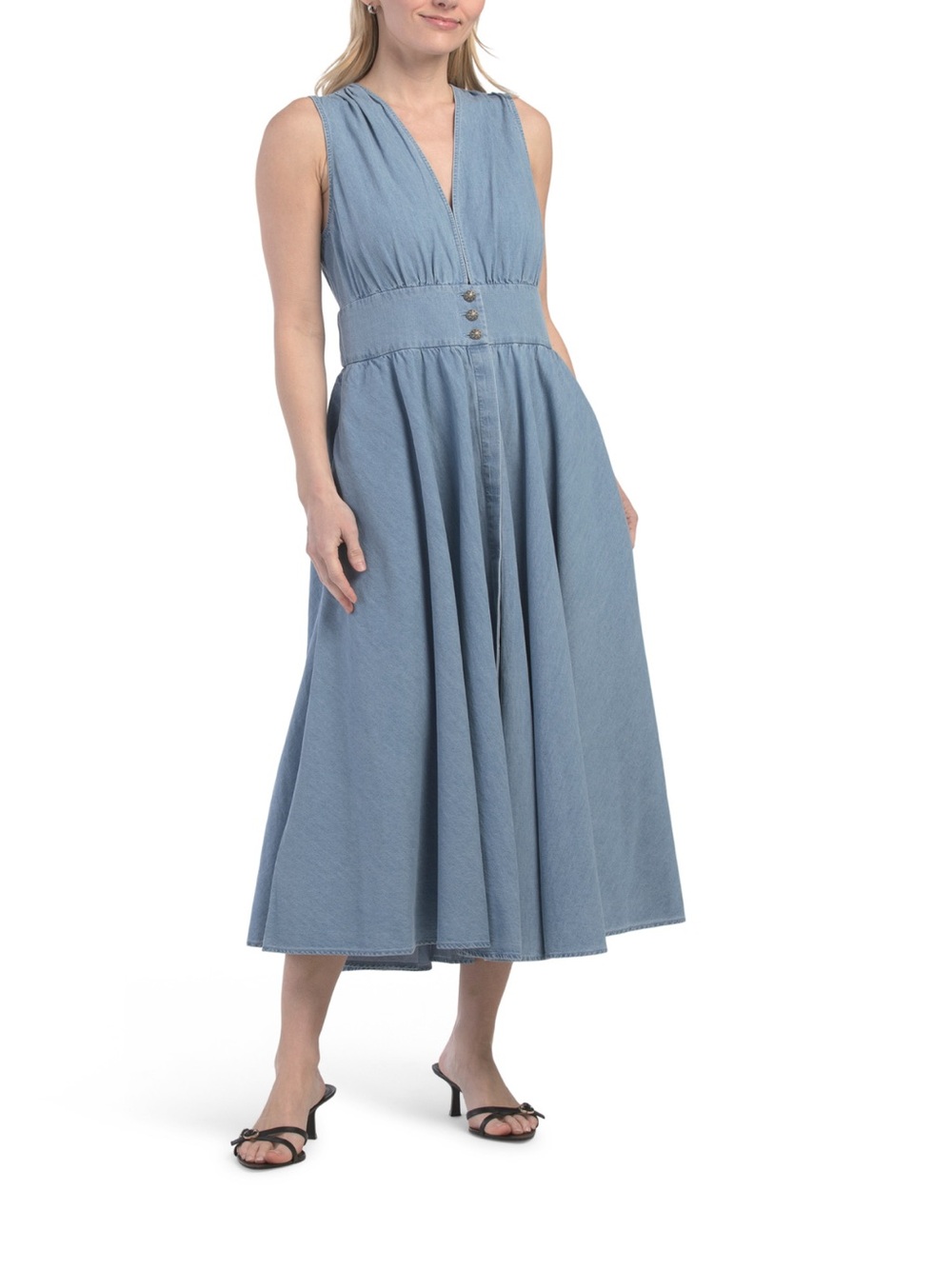 Kobi Halperin Light Blue Denim A‑Line Sleeveless Dress